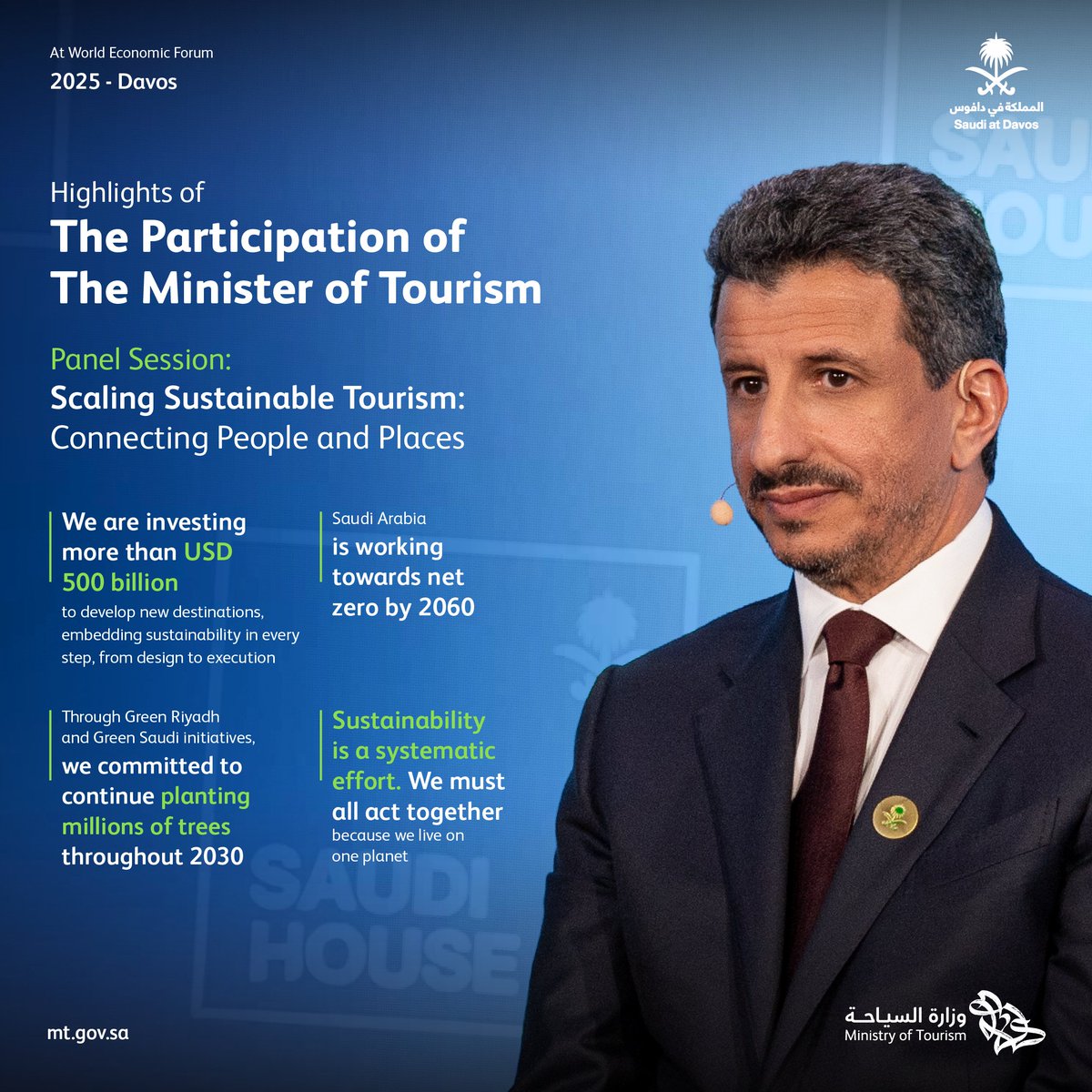 Highlights of HE <a href="/AhmedAlKhateeb/">Ahmed Al Khateeb أحمد الخطيب</a> participation in the panel session titled Scaling Sustainable Tourism: Connecting People and Places, held in #SaudiHouse at #WEF25.

#SaudiAtDavos