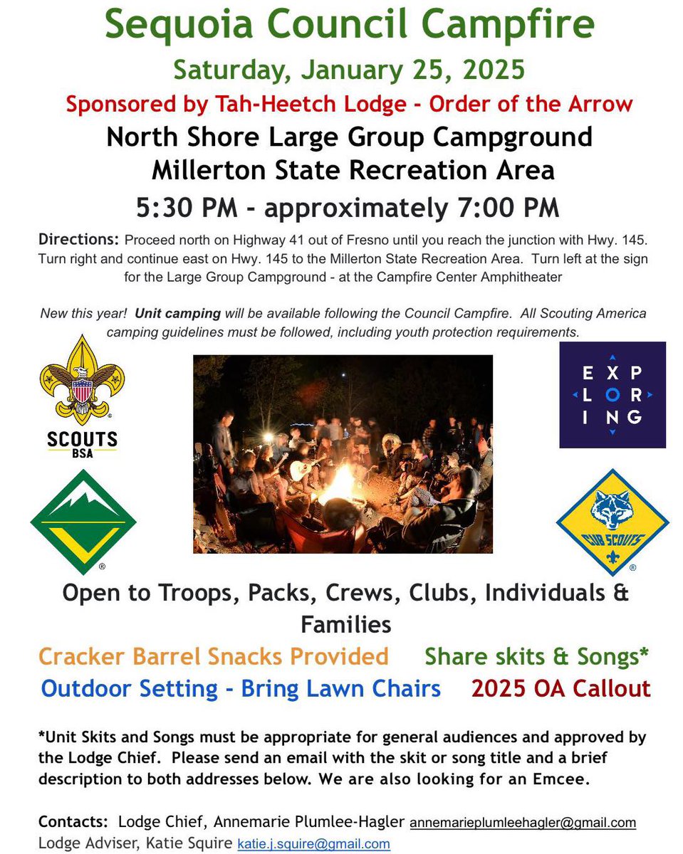 My name is Annemarie Plumlee the Lodge Chief for Tah-Heetch lodge and I’m reaching out for the callout encouraging others to attend our callout ceremony. It will be January 25th, a Saturday, and camping is available for the everyone. Thank you!

#orderofthearrow
