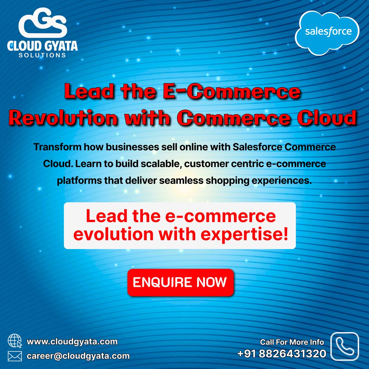 cloudgyata's tweet image. 🚀 Lead the E-commerce Revolution with Commerce Cloud! 🚀
Transform your business with seamless, personalized shopping journeys. Scale globally or enhance local operations with the tools to deliver exceptional value at every touchpoint.