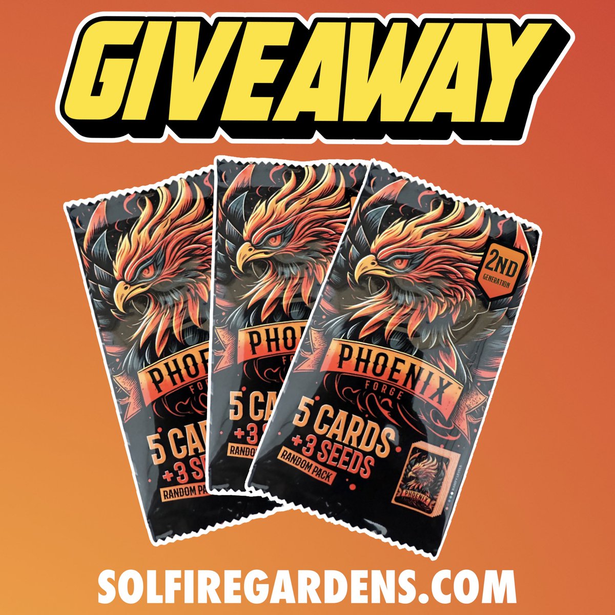 Solfire Gardens (@solfiregardens) on Twitter photo ๐๐๐ GIVEAWAY TIME๐๐๐
Hereโs your chance to win X3 2nd Gen Phoenix Forge Booster Packs! Each pack contains 5 trading cards and 3 seeds ๐ฑ ALL you gotta do is follow the rules below to enter!
๐ Like this post + Follow <a href="/SolfireGardens/">Solfire Gardens</a>
๐ Repost This post ๐
๐ tag 3 ๐๐๐ GIVEAWAY TIME๐๐๐
Hereโs your chance to win X3 2nd Gen Phoenix Forge Booster Packs! Each pack contains 5 trading cards and 3 seeds ๐ฑ ALL you gotta do is follow the rules below to enter!
๐ Like this post + Follow <a href="/SolfireGardens/">Solfire Gardens</a>
๐ Repost This post ๐
๐ tag 3