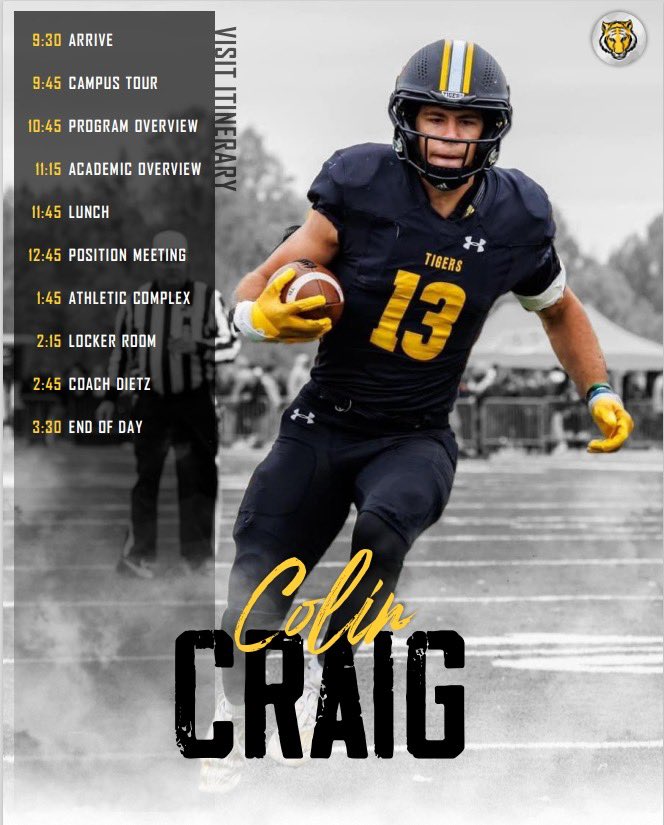 Colin Craig (@craigcolin917) on Twitter photo I had an amazing time at Depauw University this weekend. Thank you to <a href="/MasonEspinosa1/">Mason Espinosa</a> for the invite and to the entire <a href="/DePauwTigersFB/">DePauw Football</a> coaching staff for the great experience.
<a href="/MCardsRecruits/">Melissa Cardinals FB Recruiting</a> <a href="/PenningtonTodd9/">Todd Pennington</a> <a href="/MattNally1/">Coach Matt Nally</a> <a href="/FootballMelissa/">Melissa Cardinal Football</a> I had an amazing time at Depauw University this weekend. Thank you to <a href="/MasonEspinosa1/">Mason Espinosa</a> for the invite and to the entire <a href="/DePauwTigersFB/">DePauw Football</a> coaching staff for the great experience.
<a href="/MCardsRecruits/">Melissa Cardinals FB Recruiting</a> <a href="/PenningtonTodd9/">Todd Pennington</a> <a href="/MattNally1/">Coach Matt Nally</a> <a href="/FootballMelissa/">Melissa Cardinal Football</a>
