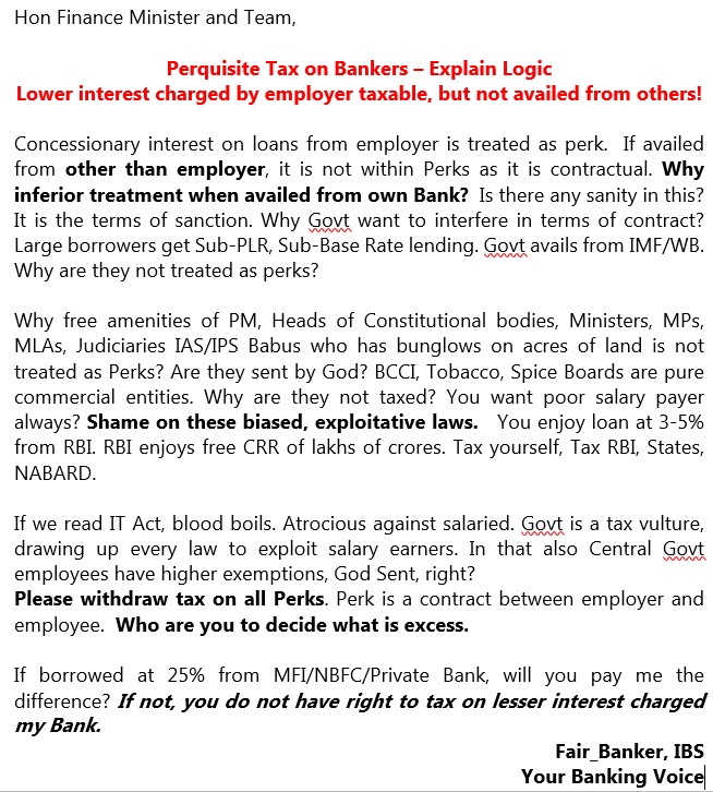 Madam <a href="/nsitharaman/">Nirmala Sitharaman</a>, <a href="/nsitharamanoffc/">Nirmala Sitharaman Office</a> <a href="/FinMinIndia/">Ministry of Finance</a> <a href="/DFS_India/">DFS</a> <a href="/IncomeTaxIndia/">Income Tax India</a> 
IT Act is anti-salaried.
Why RoI of employer is treated differently than other lender?Why dont u tax benefits of politicians, Judiciary, 0%CRR by RBI, States BCCI Tob Bd etc.
Ref👇
#Abolish_PerkTax