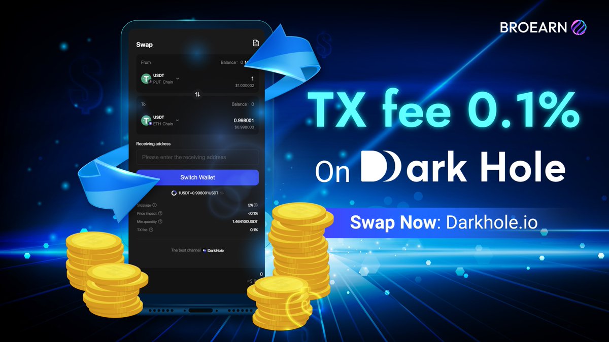darkhole_io's tweet photo. 💰🔄 Join the DarkHole community today and enjoy Low TX fees
🚀 Discover the difference 💡⚡️
🔥 Click : https://t.co/ZjLoWmGRE0

#Darkhole #Web3 #Trading #Bitcoin #Ethereum #DEX #Swap #Cryptocurrency https://t.co/JO6OIZ6sRr