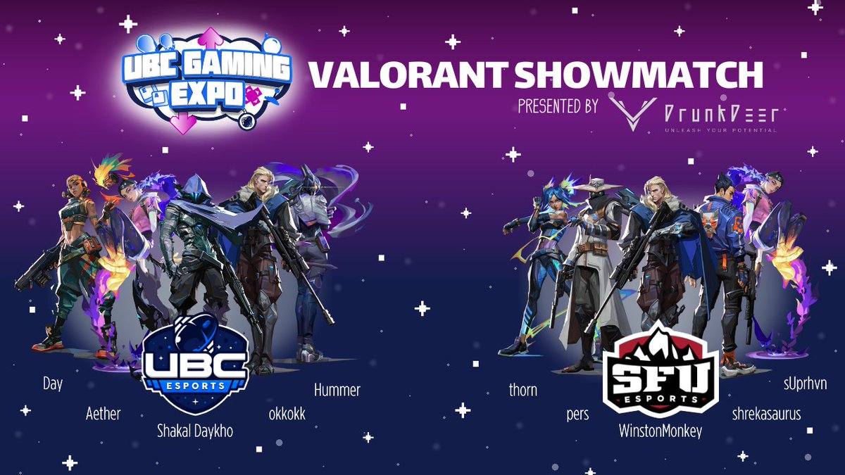 It's that time of year again! The UBC Gaming Expo is hosting the duel of the century! Our UBC Black will be taking on SFU Crimson in a show match at the Gaming Expo!

Get your tickets soon, and we hope to see you there!
showpass.com/ubc-gaming-exp…