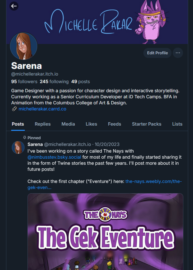 MichelleRakar's tweet photo. Hey, I'm not planning to be active on this website anymore, so I've mostly moved to 🦋BlueSky! The #GGJ25 is starting up, so you can expect to see a lot of my posts about my project over there: https://t.co/9qHGOZdAoL

View my pinned post for where to find me on other platforms! https://t.co/gvspOlEeod