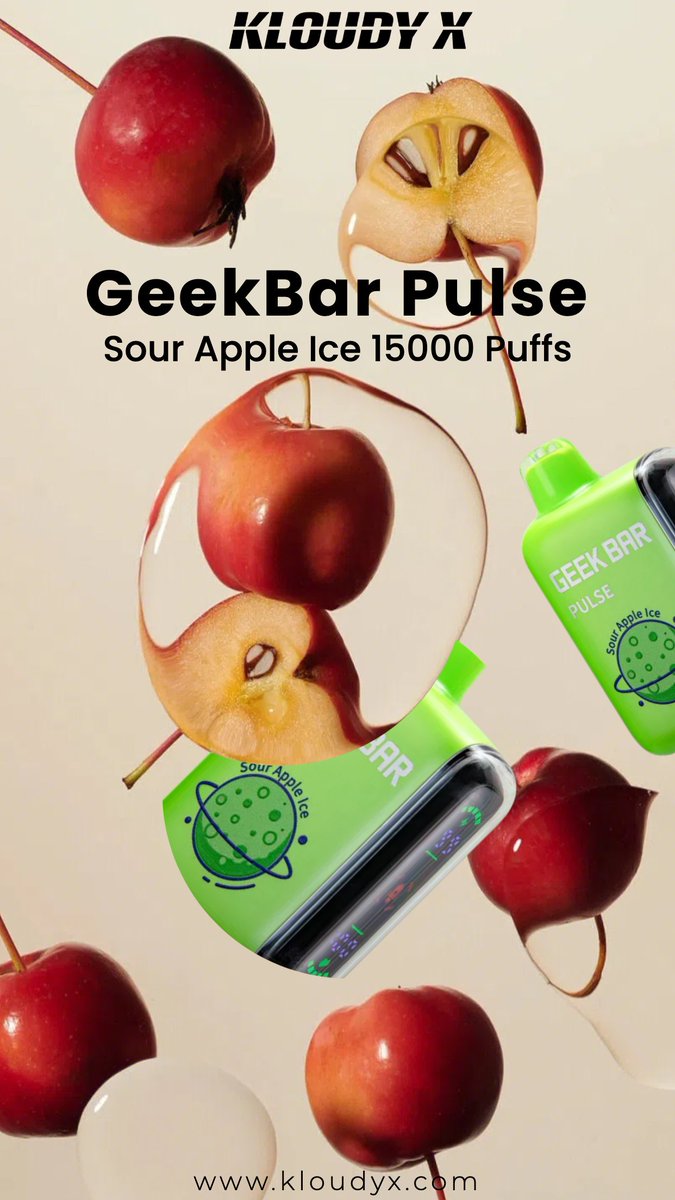 kloudy_x's tweet photo. Stay crisp, stay fresh 🍏Sour Apple Ice Geek Bar Pulse 15000 Puffs is here!
#SourAppleVibes #kloudyx #kloudyxvape #vapelife #vapingstyle #apple #geekbar https://t.co/o1XeBRg5nC