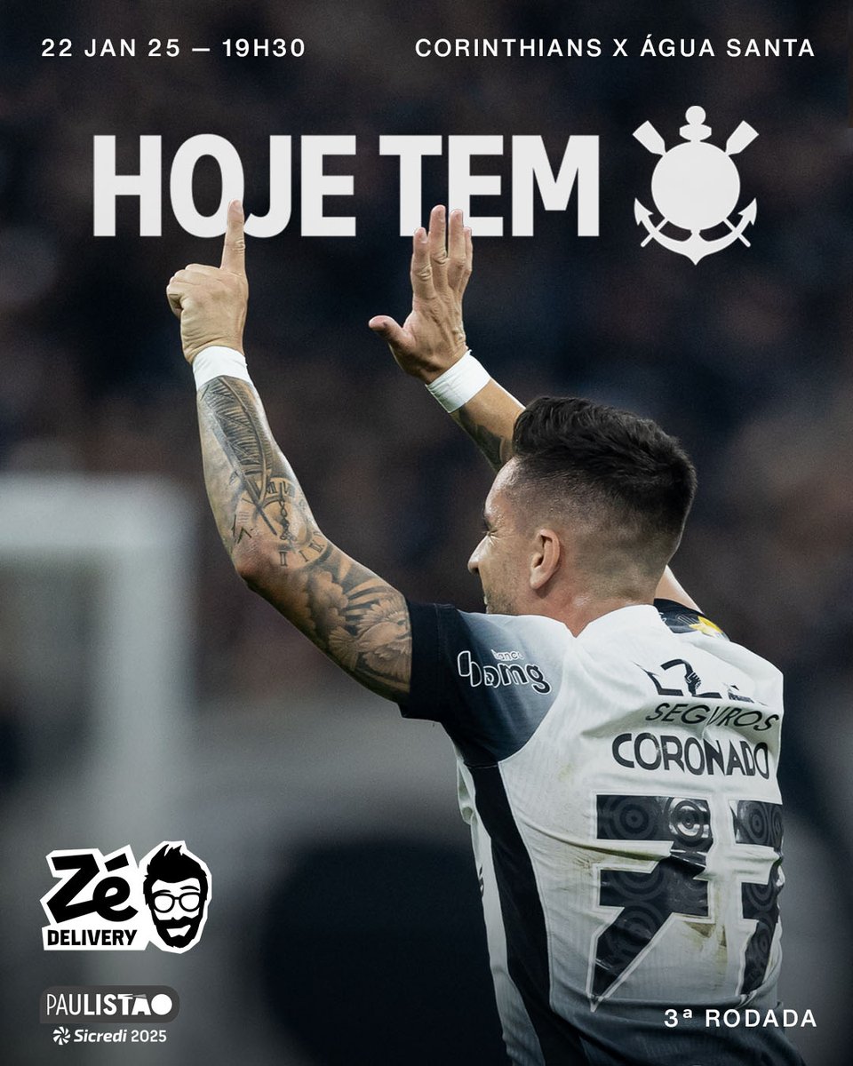 QUARTA-FEIRA COM TIMÃO EM CAMPO E A FIEL GOSTA!!!!!!!! 🏴🏳️

🎶 CORINTHIANS PARA SEMPRE É O QUE NÓS IREMOS SER... 🎶

⚽ Corinthians x Água Santa
🏆 Paulistão (3ª rodada)
⏰ 19h30 (horário de Brasília)
🏟 Neo Química Arena
📺 CazeTV (YouTube), Uol Play, Nosso Futebol e Zapping TV