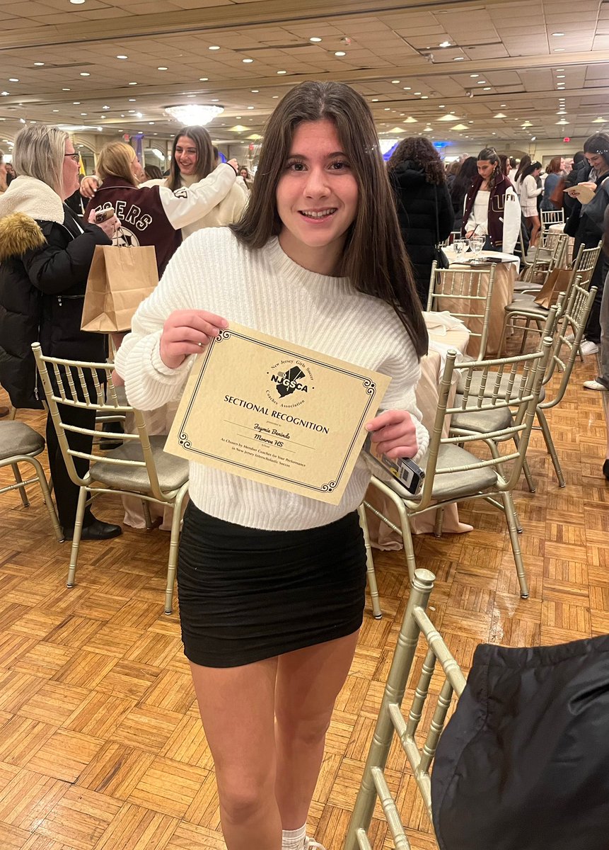 soccerMTHS's tweet photo. Congratulations to Sofia Gartner and Jayme Beninda being recognized by NJGSCA at the All-State Banquet.  Sofia was also selected Top 20 in the Central Jersey region @MTSD_Falcons_AD https://t.co/nyv6MXFnMU