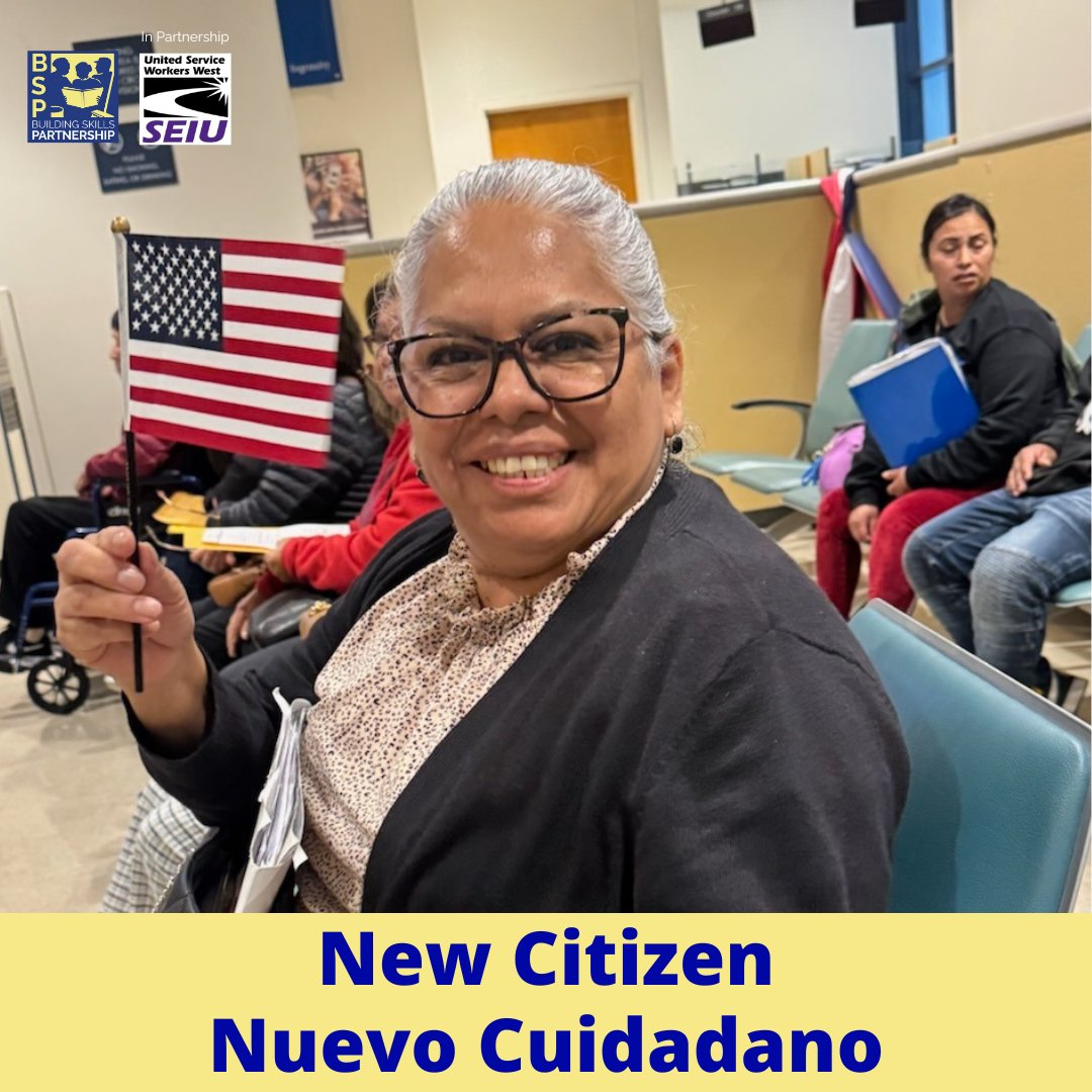 Building_Skills's tweet photo. Congratulations to Daría Vázquez Báez from Alameda, she is a new U.S. citizen!

After completing two BSP Citizenship classes in English, she passed her exam on December 20, 2024, and is now registered to vote!

#bsp_ca #nonprofit #nonprofitorganization #newcitizen https://t.co/0ZN7w230lm