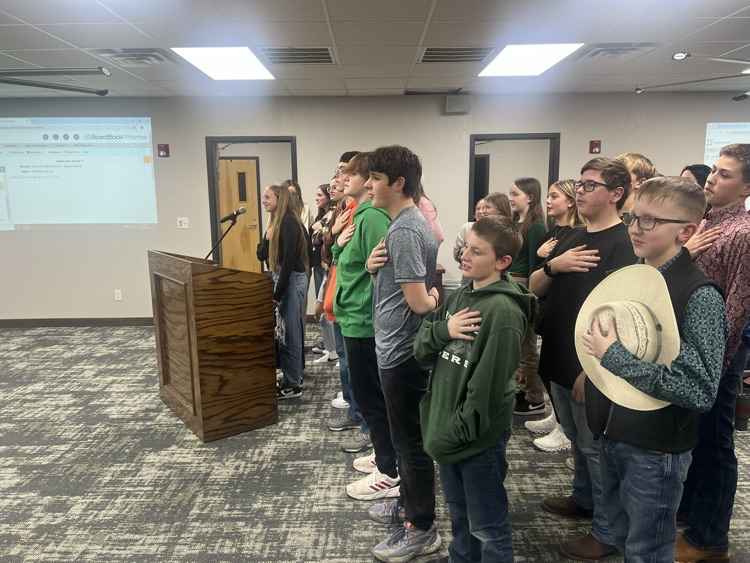 BlueRidgeISD's tweet photo. UIL participants from Blue Ridge Middle School led the board of trustees in the pledge of allegiance at tonight’s school board meeting. #BRISDpride #RaiseTheRidge https://t.co/MDPRmnZX3G