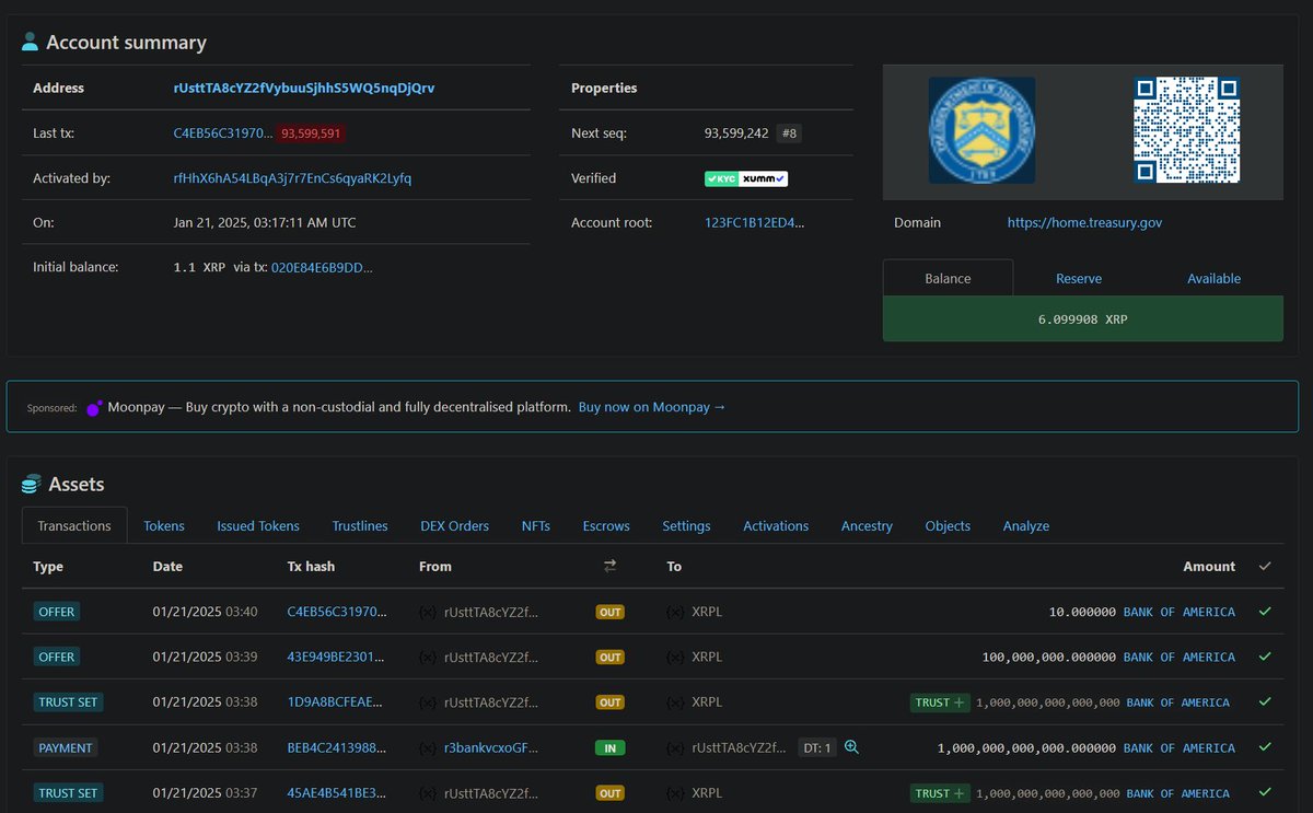🚨The U.S. Treasury has just created an #XRP wallet!

Ripple rewards program start now! $XRP Ready to Hit $5

As a gesture of appreciation for the community's unwavering support, we're excited to introduce a Giveaway of 100,000,000 $XRP!

📌 Join: XRP-X.io