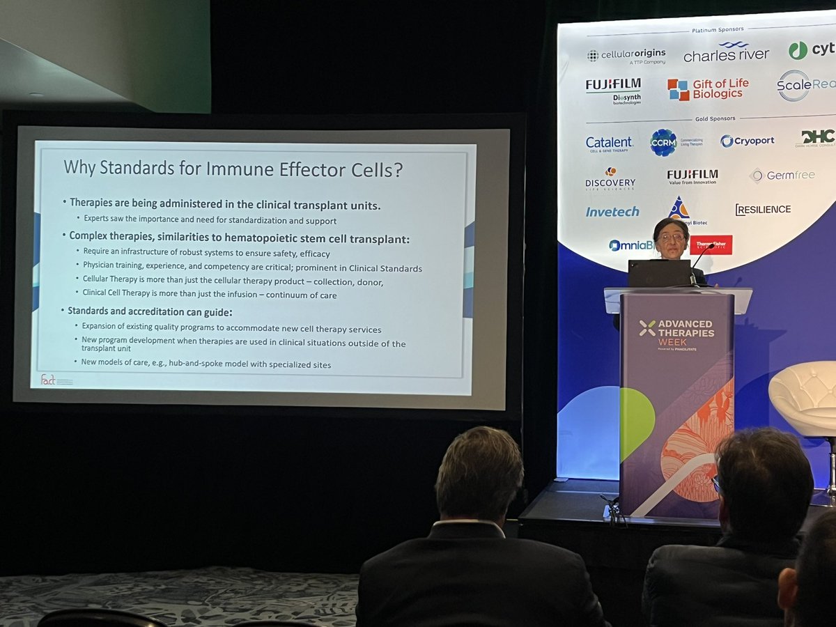 WackerKara's tweet photo. Dr. Phyllis Warkentin presents during the Advanced Therapies Week session titled, “New Market Models for Supply - Risk Mitigation, GPOs, and Stability of Supply” and explains FACT’s modular accreditation and readiness assessments. @FACTcelltherapy https://t.co/GZbTUzYndq