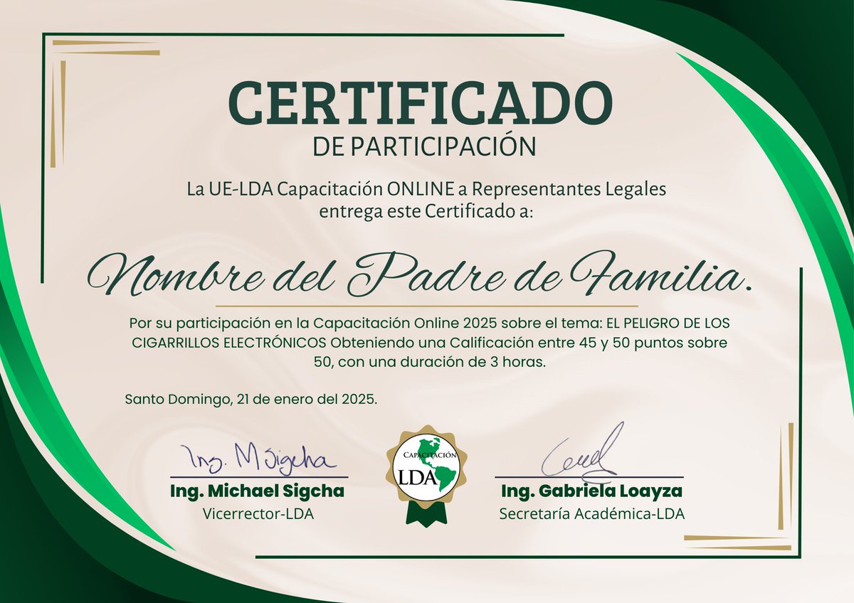 🤔💭 ¿Conoce lo que hay detrás de cada bocanada de un cigarrillo electrónico? 🚫💨Hoy cerramos con éxito un curso online para Representantes Legales de Liceo de las Américas con 170 participantes 🎓 donde exploramos cómo proteger a los más pequeños 🧒❤️.
✅ ¡No al VAPE!