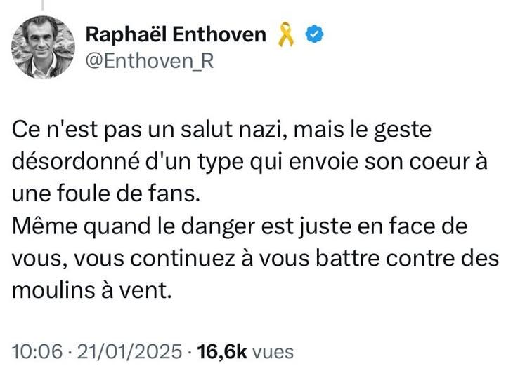 Je ne sais si fake ou supprimé.
Ce qui est très intéressant pour les autres qui assument, ce sont les ponts, les accords entre les bulles.
Droites, souverainistes, extrême centre, "dissidents" et autres libertariens, pro tsahal, menteurs et manipulateurs...