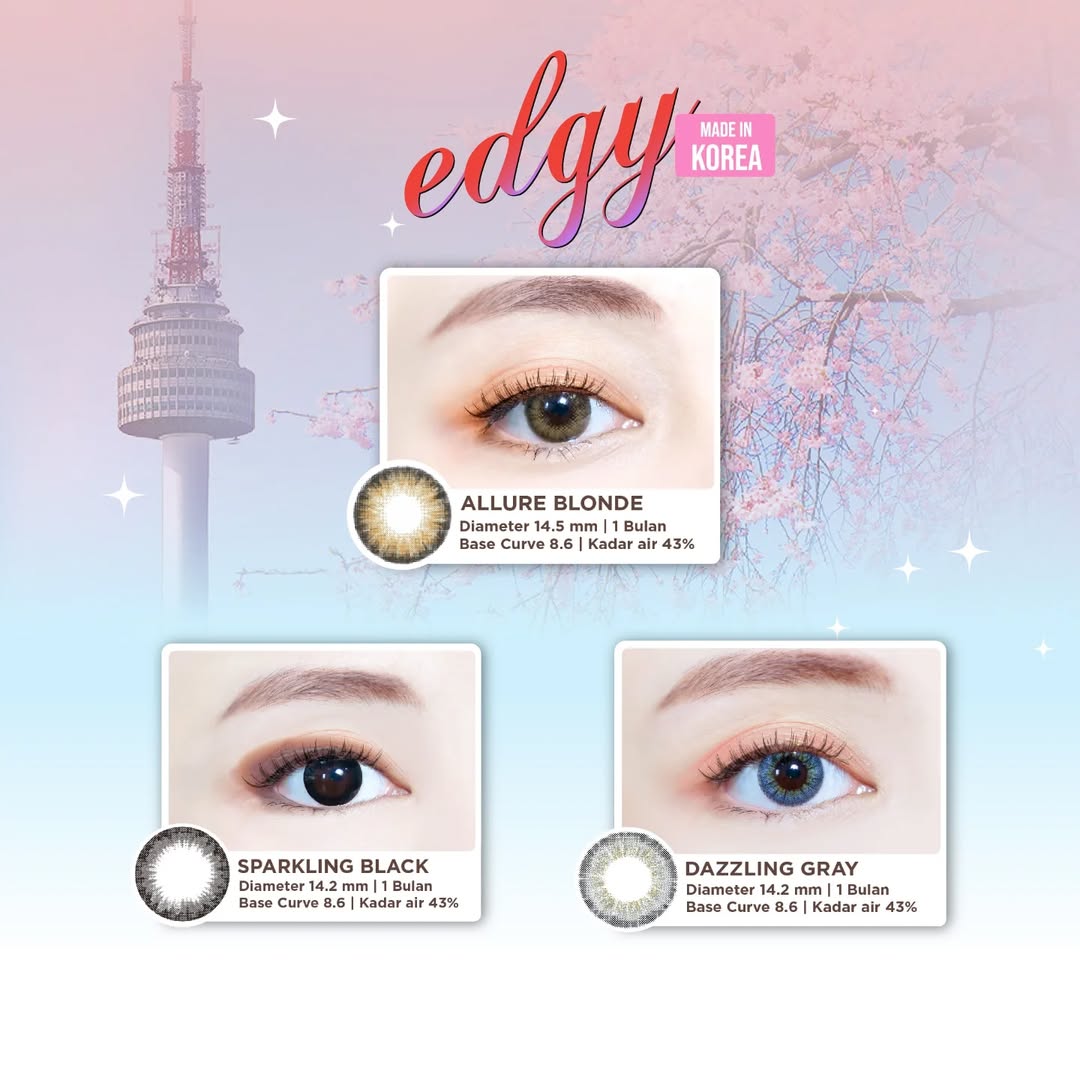 Perpaduan kemewahan klasik dan modern street style, mencerminkan keberanian dan keunikan yang tak tertandingi.

Pilihan tepat untuk Anda yang ingin tampil percaya diri dan standout dengan softlens Edgy yang bisa di dapatkan di store Optik Tunggal atau ZEISS Vision Center