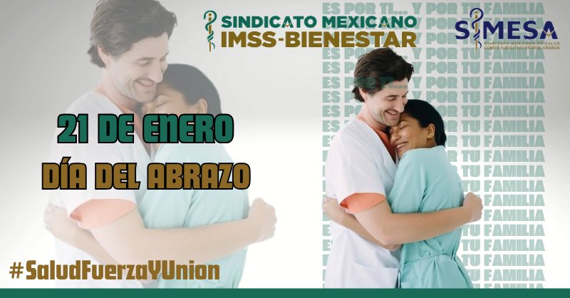 SIMESA_Oaxaca's tweet photo. 🌟🤗 ¡Celebremos el Día del Abrazo en SIMESA! 🤗

🌟 Este 21 de enero, reafirmamos nuestro compromiso inquebrantable con los trabajadores de la salud y toda la sociedad. Juntos, construimos un futuro más solidario y lleno de esperanza. ❤️

#SomosSIMESA
#SaludFuerzaYUnión https://t.co/s7yBGaqoxx
