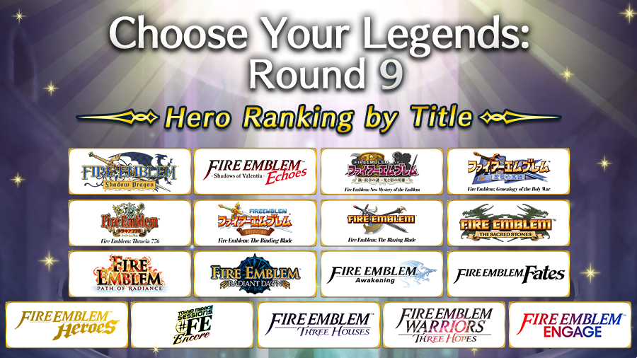 FE_Heroes_EN's tweet photo. Announcing the interim results for Hero Ranking by Title! We will be announcing the top five candidates from each title. Who will you vote for? #FEHeroes #FireEmblem
(Listed in alphabetical order)
(Icons with the highest number of votes are used for the combined tally) https://t.co/QGl91TA924