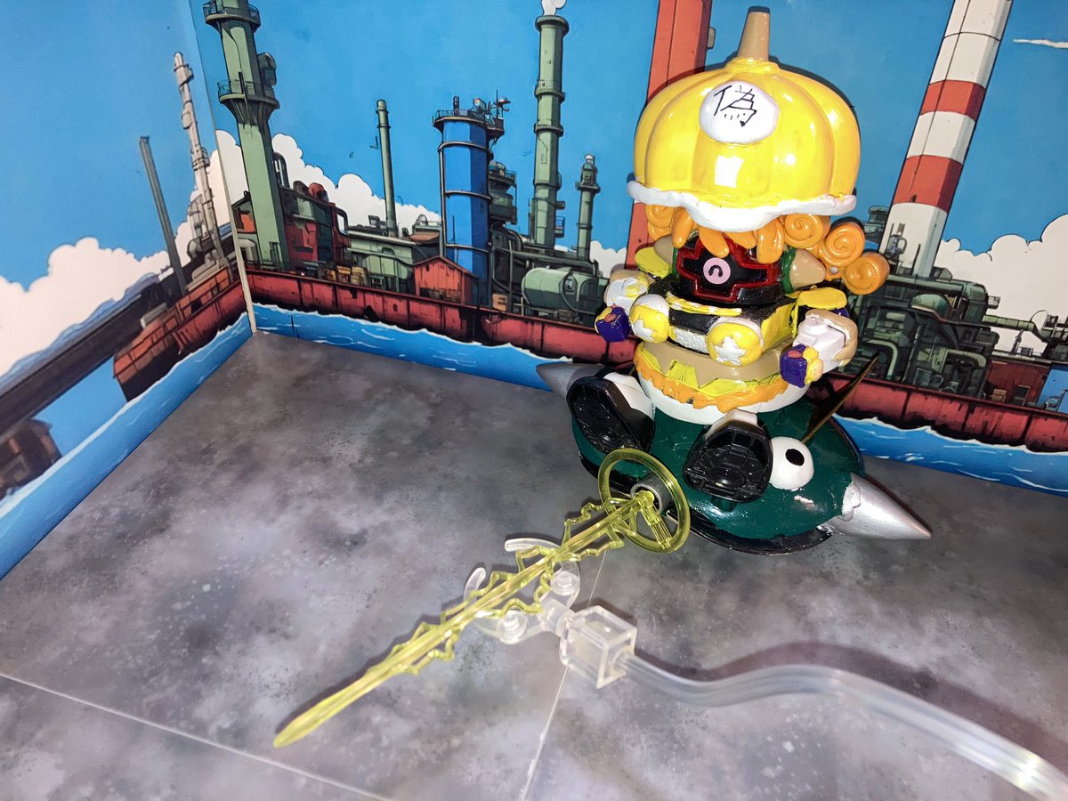 MusashingmanSub's tweet image. 召し豚のカイをドムで再現してみた
(にせカイじゃ〜)
#ガンダム #ガンプラ #sdガンダム #BB戦士  #gジェネ #ドム 
#にゃんこ大戦争 #ギャラクシーギャルズ #召し豚のカイ #ガンプラは自由 #ガンプラ改造 #黒い三連星 #電脳学園ギャラクシーギャルズ  #ビグザム #エポキシパテ