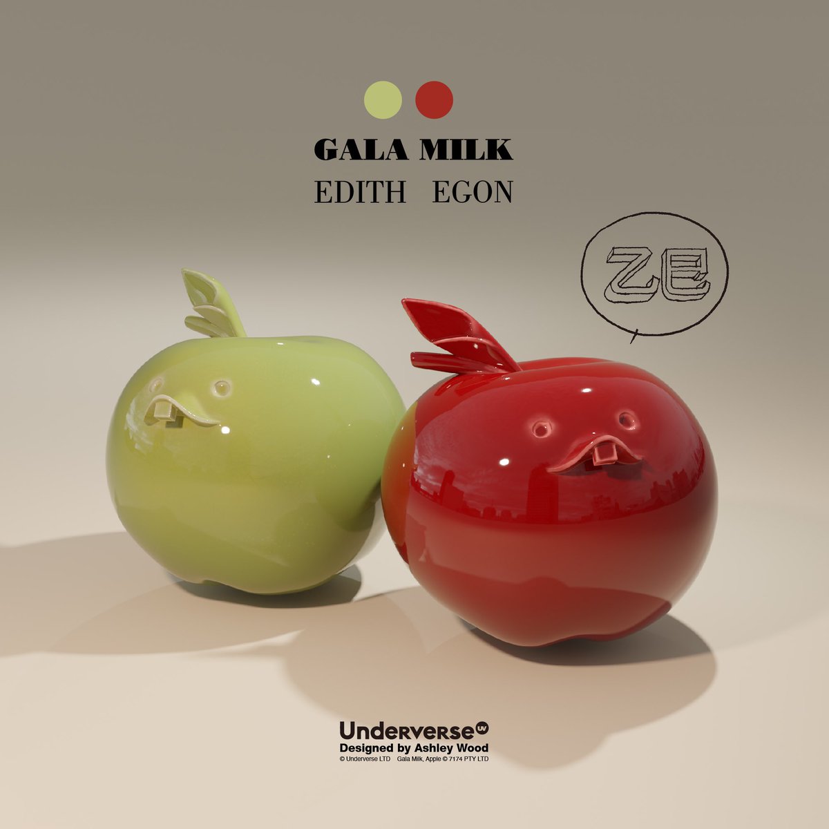 underversehq's tweet photo. Gala Milk Egon Apple (Red Edition) & Gala Milk Edith Apple (Green Edition) pre-made editions are now available for pre-order at https://t.co/UbjuDWn8a6!
Dimensions: Approx 4x4x5”
#underverse #underversehq #uvhq
#galamilk #ashleywood #designertoys https://t.co/a2JbjxwtGj