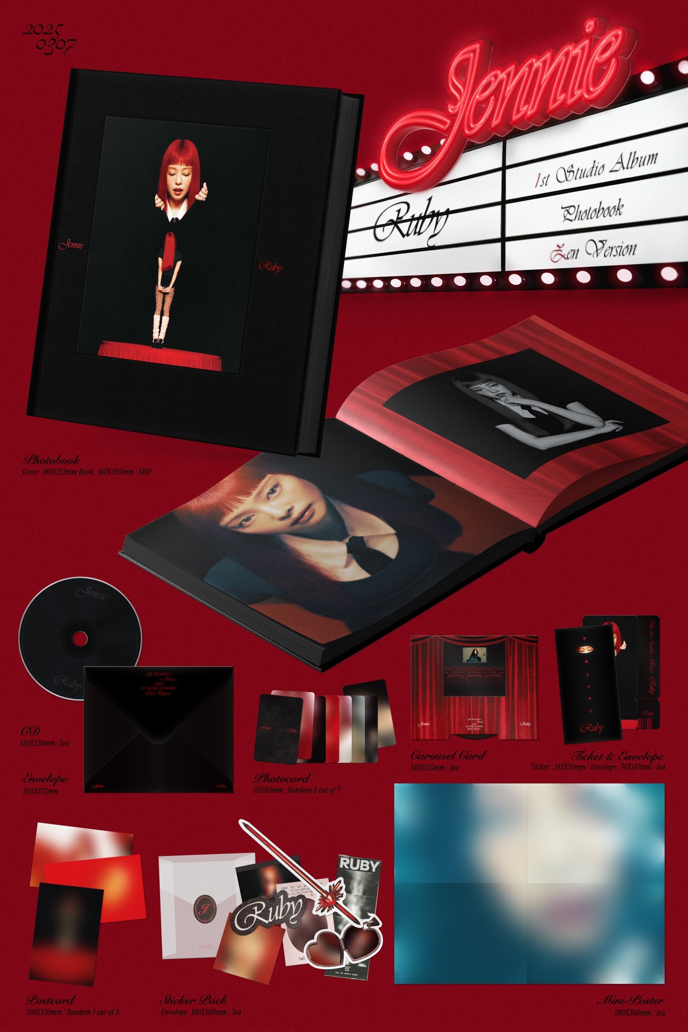 【新品未開封】Jennie ジェニ　ruby アルバム　直筆サイン入り　セット Amazon.com: BLACK'PINK JENNIE Ruby 1st Studio Album with