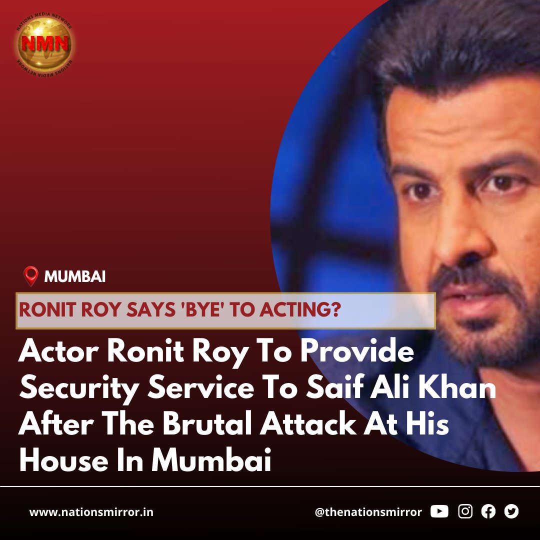nationsmirror1's tweet photo. 59 year old actor Ronit Roy will be the next security chief or in charge of actor #SaifAliKhan. This decision was taken after the brutal attack on Saif at his residence a few days back. #RonitRoy owns a security agency in #Mumbai #SaifAliKhanAttacked https://t.co/U2B8qnw5WU