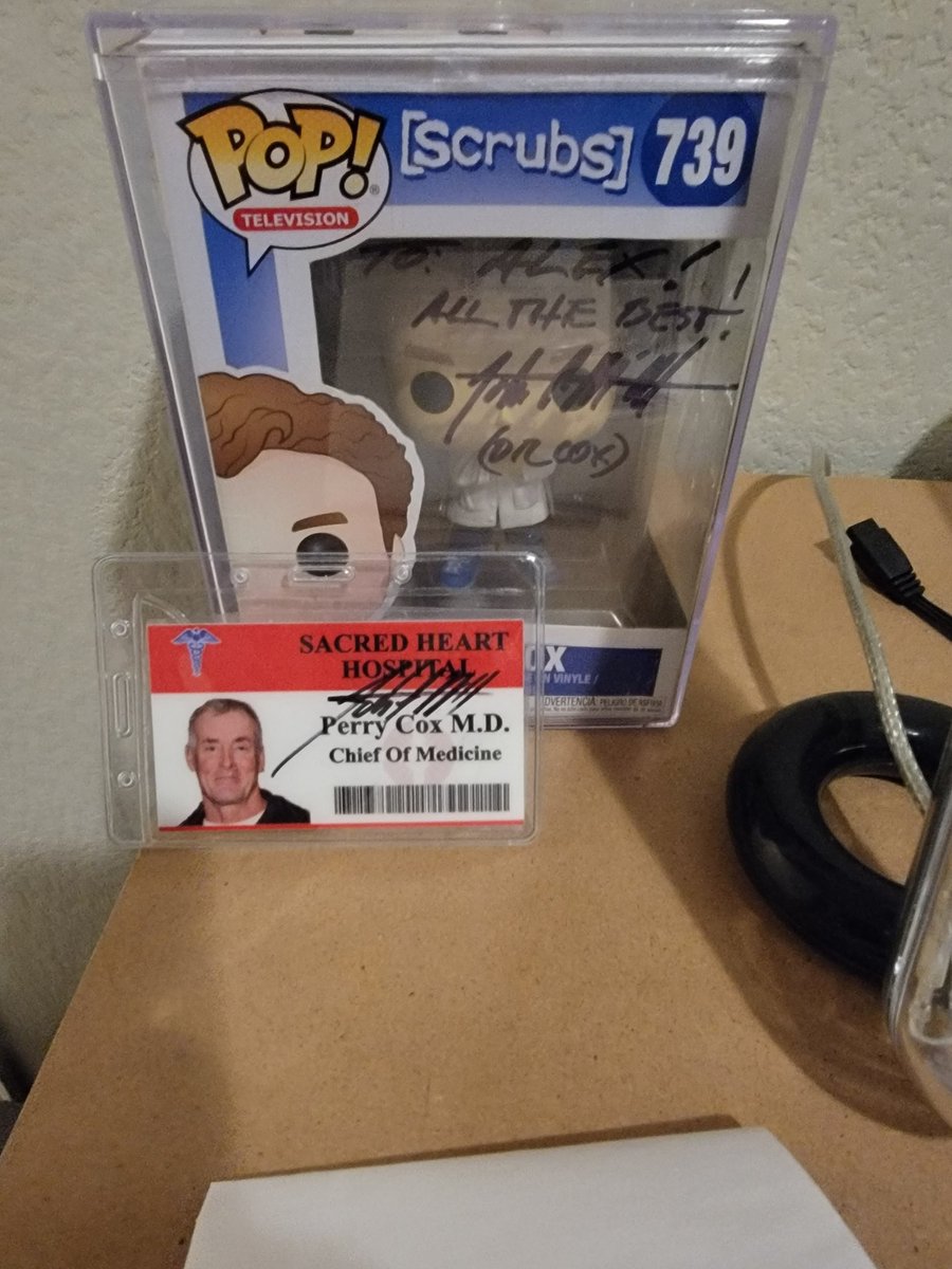 Thank you so much <a href="/JohnCMcGinley/">John C. McGinley</a> for signing my funko pop and giving me the Sacred Heart badge. I can't wait to get them up on my wall of autographs. And thank you <a href="/jcmfanclub/">John C McGinley Fanclub</a> for organizing this and running it so smoothly!!