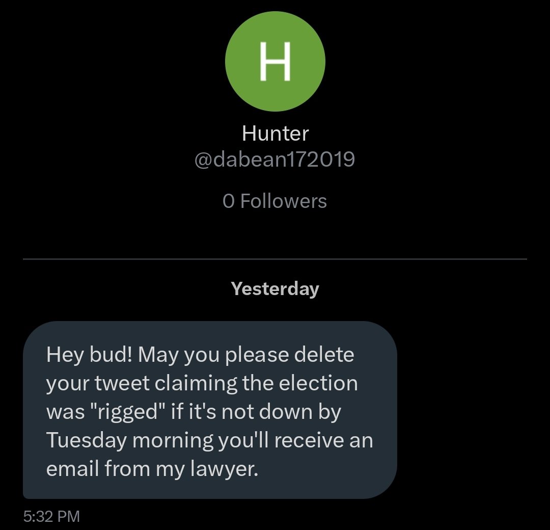 "Stop being mean to Trump or you'll be hearing from my lawyers 🤓🤓"