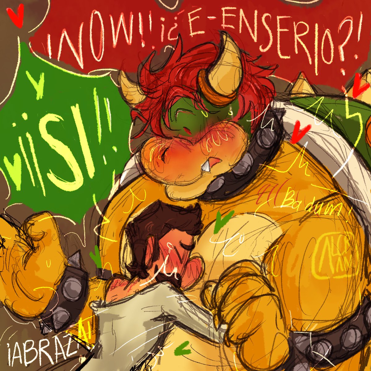 Alcram_art's tweet photo. Cap 2: ¡Llevado al Límite!
Parte ( 3 / 3 ) #bowigui #bowserxluigi #luigixbowser
¡¿Su coqueteo finalmente funciona?! ¡Bowser apenas puede creerlo! Por otro lado Luigi no entiende que tiene que ver su olor pero no piensa cuestionar lo que sucede hehe https://t.co/bYz1YpaZzV