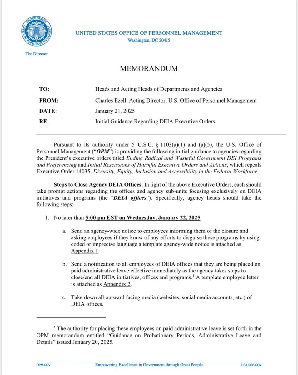 nicksortor's tweet image. 🚨 #BREAKING: President Trump has ordered that all federal DEI employees be placed on leave no later than Wednesday at 5pm ET

Leftist heads are going to EXPLODE 🤣