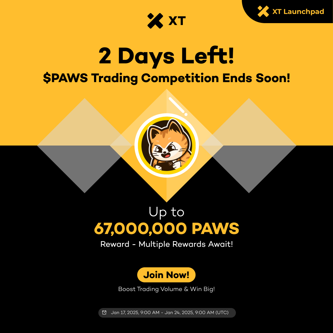 XT Exchange ๐ #BeyondTrade (@xtexchange) on Twitter photo โฐ 2๏ธโฃ days left! #PAWS Trading Carnival is almost over, with 67,000,000 $PAWS waiting for you to win! ๐๐พ #XTrade #XT #Airdrop <a href="/catidpaw/">Catid Paws</a>
โณ Join now, the event ends on January 24 (UTC)!
Start Trading: ๐ xt.com/en/trade/paws_โฆ
๐ฟ๐๐๐ผ๐๐๐ โคต๏ธ
xtsupport.zendesk.com/hc/en-us/articโฆ โฐ 2๏ธโฃ days left! #PAWS Trading Carnival is almost over, with 67,000,000 $PAWS waiting for you to win! ๐๐พ #XTrade #XT #Airdrop <a href="/catidpaw/">Catid Paws</a>
โณ Join now, the event ends on January 24 (UTC)!
Start Trading: ๐ xt.com/en/trade/paws_โฆ
๐ฟ๐๐๐ผ๐๐๐ โคต๏ธ
xtsupport.zendesk.com/hc/en-us/articโฆ