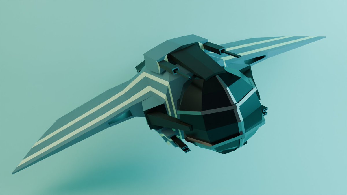 Finally achieved a solid style for the Gorma &amp; Marbo faction.  

They’re space goblins.  

And this is their first Assassin Strata starship. ⬇️ 

#MercenaryGalactic #indiegame #indiedev #blender