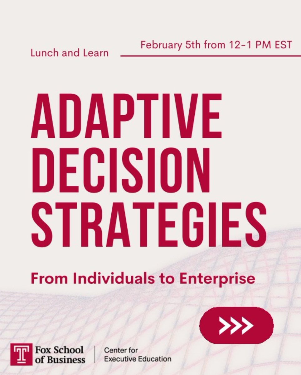Strategic decision-making often requires data and expertise, but what about neuroscience, feelings, and emotions? We will uncover these topics &amp; more in our February Lunch and Learn. #free

Register today: lnkd.in/dkwNEZMC