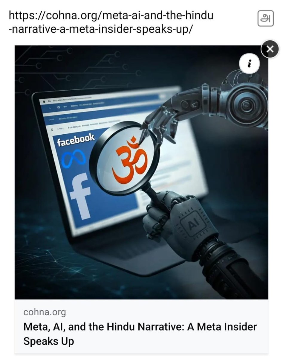CoHNAOfficial's tweet photo. @Meta has been in the news for changes to its content moderation and a desire for “more speech”. 

We bring you the inside view on what it was like to battle the content moderators in the now replaced system. *A former @facebook  employee shares her story on how pro-Hindu content was regularly censored due to built-in institutional barriers and how the new policy may continue these biases.
 
Read and share
https://t.co/gxfTmdCSxu