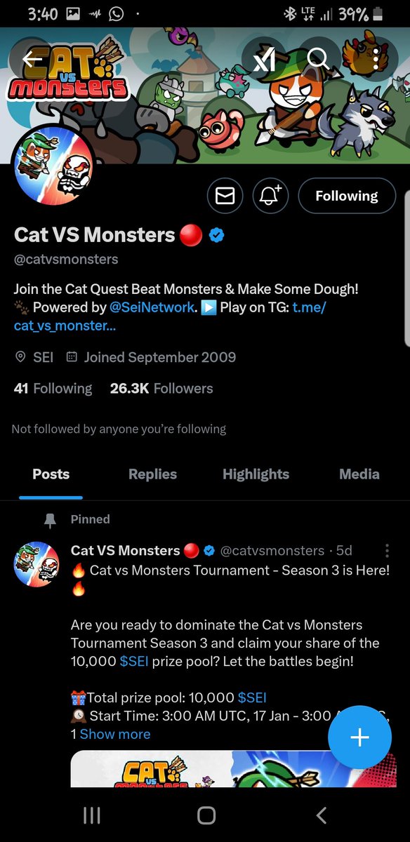 Diamond200097's tweet photo. I just joined the battle in cat vs monster on telegram! Play now and support our side!  @catvsmonsters @SeiNetwork @JamboTechnology https://t.co/qQpH19BZmi