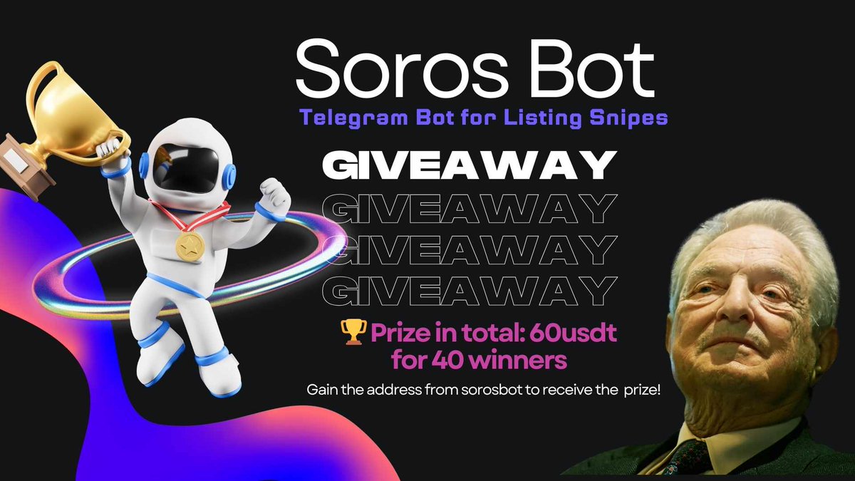 Solrosonchain's tweet photo. 🥳 #SorosBot #Airdrop
🏆Prize Pool 60 usdt for 40 Winners
⏰Event Dates: Jan 22 - Jan 25
✅Rules
1. Follow: https://t.co/mX6ExDi44r
2. Join tg : https://t.co/zp1snHyA61
3. Comment here of bot: https://t.co/dZOdbWS7Li
4. Complete #Gleam ⤵️
https://t.co/SjBVQiB8vJ https://t.co/XvDUPuoavH