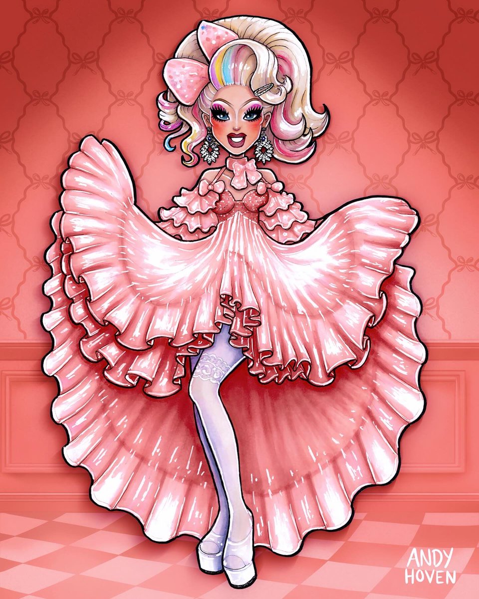 andyjhoven's tweet photo. Mandy Moobs is sew amazing! ⭐️ This Brisbane based seamstress stitched her way to the Top 3 of Drag Race Down Under with her undeniable talent, charm, and a touch of cheeky piggy fun 🐷💖 Combined @COPIC_Official Markers, with pastels and pencils to create this piece. 

#DragRace https://t.co/gW9uFJkj6j