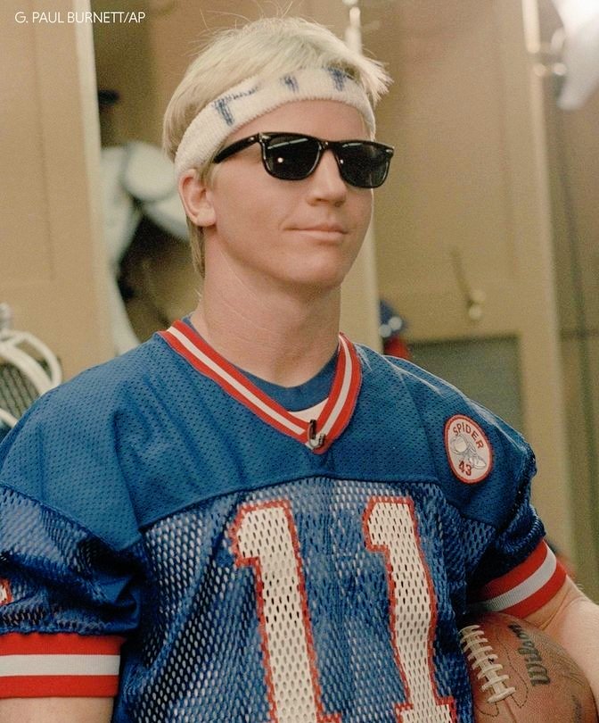 Phil Simms looks like he's ready to "sweep the leg" to win the All-Valley Karate Tournament.