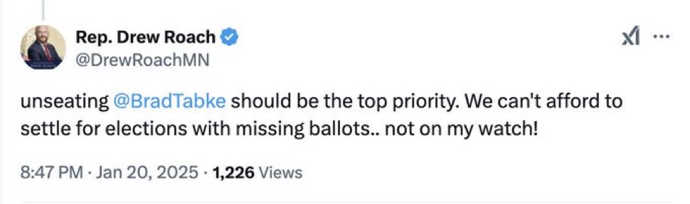Not passing a budget that can get 68 votes. 

Not finding solutions to the affordability crisis facing working people as costs of childcare, housing, healthcare keep going up. 

Unseating Brad Tabke, who won election night, won a recount, and won a court case is the top priority.