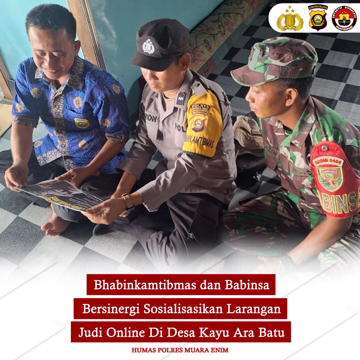 Polres_ME's tweet photo. Bhabinkamtibmas dan Babinsa Bersinergi Sosialisasikan Larangan Judi Online di Desa Kayu Ara Batu
#BeyondtrustpresisiProgramAGiat2Indikator3
#StopJudiOnline
#JudiOnlineBerbahaya
#AntiJudiOnline
#SelamatkanGenerasi
#HindariJudiOnline
#StopKecanduanJudi
#JudiMerusakMasaDepan https://t.co/osQoen3Pk4