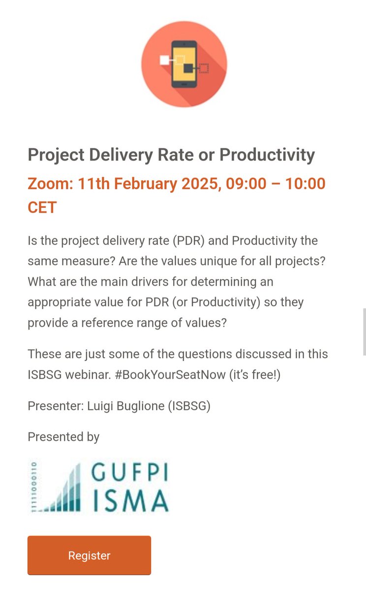 Next <a href="/isbsg/">ISBSG</a> #webinar on #February11 for discussing about the possible misunderstanding between #PDR and #Productivity. Would you like to join? Click here: us06web.zoom.us/meeting/regist…