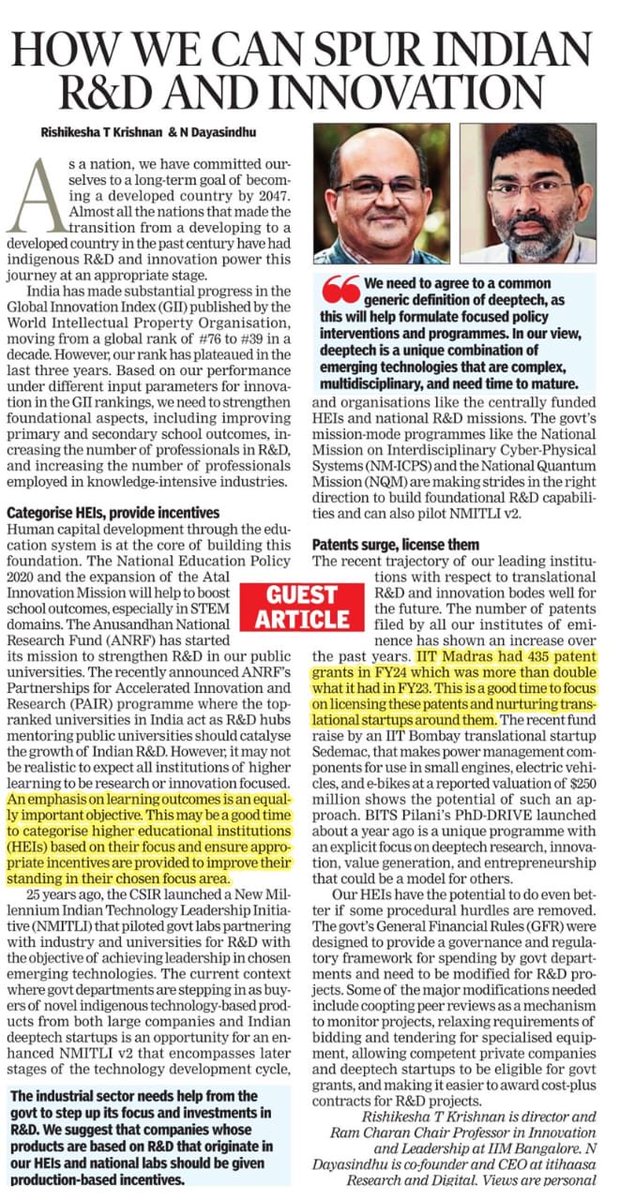 kris gopalakrishnan (@kris_sg) on Twitter photo How do we improve the translational research ecosystem? An article from <a href="/rishikesha/">Rishikesha Krishnan</a> and <a href="/n_dayasindhu/">N Dayasindhu</a> <a href="/itihaasa/">itihaasa Research and Digital</a> How do we improve the translational research ecosystem? An article from <a href="/rishikesha/">Rishikesha Krishnan</a> and <a href="/n_dayasindhu/">N Dayasindhu</a> <a href="/itihaasa/">itihaasa Research and Digital</a>