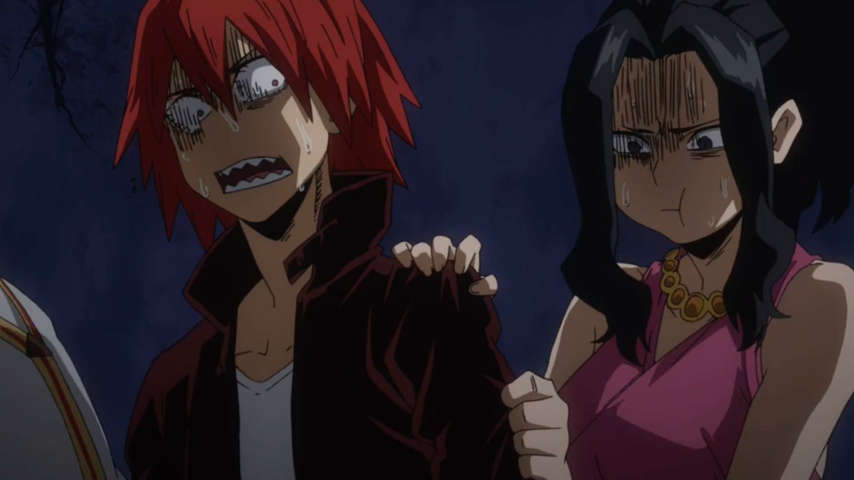 rioviaa's tweet photo. the way momo and iida had to physically hold back kirishima, midoriya and todoroki oh my god they wanted to jump in to save bakugo so badly...... https://t.co/2iIu3T2O1S