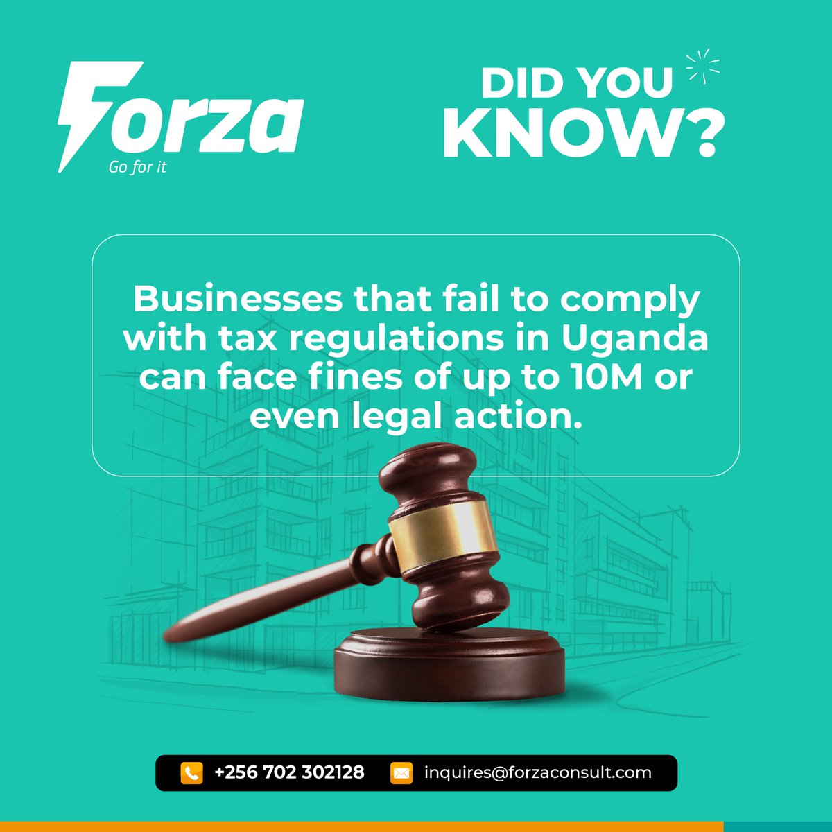 forzaconsult's tweet photo. Don’t Risk Heavy Fines or Legal Trouble!

Did you know that failing to comply with tax regulations in Uganda can result in fines of up to UGX 10 million or even legal action? https://t.co/oUdXyGNvs7