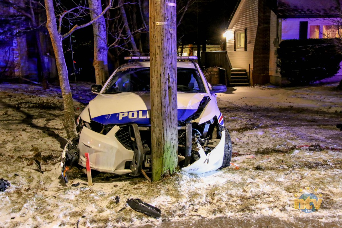 Noble41's tweet image. A police officer was taken to hospital following a single-vehicle crash in the west end of St. John's on Tuesday evening.  The officer was reportedly responding to a call when they struck a patch of black ice. #nltraffic @NTVNewsNL 

More information: ntv.ca/officer-taken-…