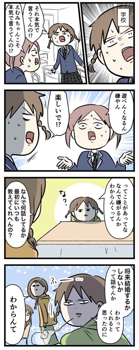 「結婚したい?」
女子中学生妹と女子高生姉の本音の話
#コミックエッセイ
#漫画が読めるハッシュタグ
2024年の朝日新聞の調査によると、結婚して子どもを持ちたいと思ってる中学生は約6割で、女子よりも男子の方がその数字が若干ですが高いそうです