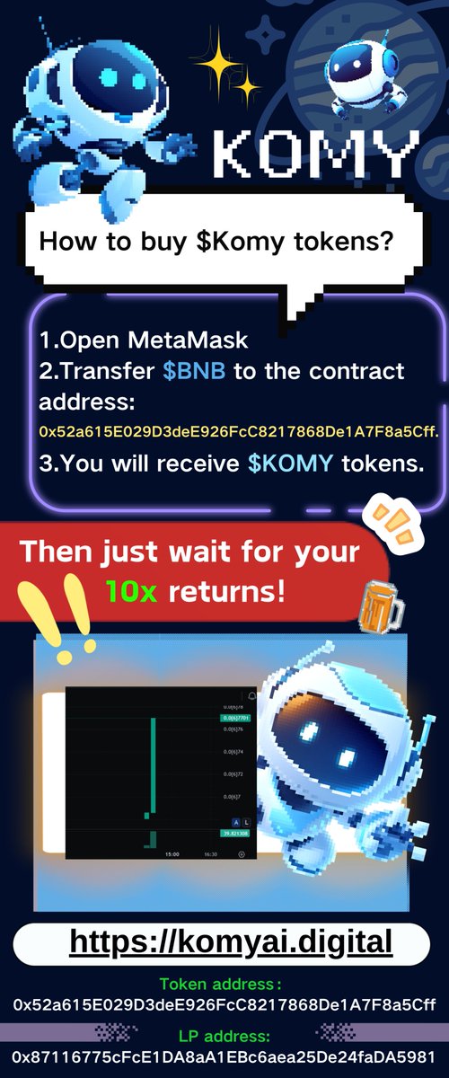 BuddyLuminous's tweet image. 🚀 $KOMY is here!
💰 No invites, no referrals—earn rewards effortlessly.
🌟 Early stage with 10x potential—don’t miss out!
 Contract: 0x52a615E029D3deE926FcC8217868De1A7F8a5Cff
🌐 Website: komyai.digital
Act fast while it’s still early!
#KOMY #CryptoGains #FairLaunch