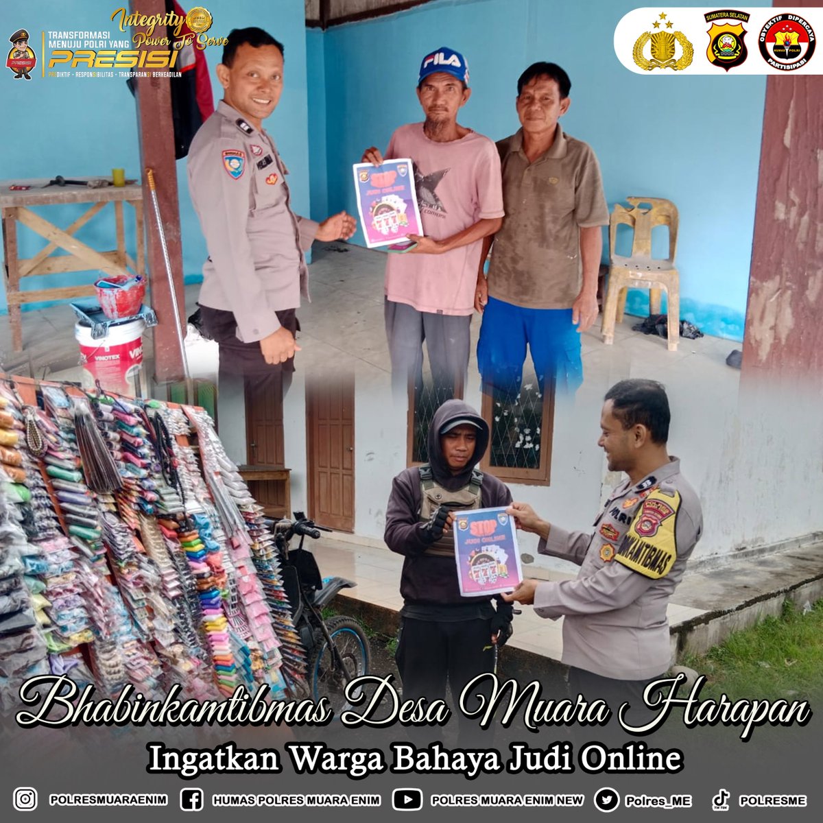 Polres_ME's tweet photo. Bhabinkamtibmas Desa Muara Harapan Ingatkan Warga Bahaya Judi Online
#BeyondtrustpresisiProgramAGiat2Indikator3
#StopJudiOnline
#JudiOnlineBerbahaya
#AntiJudiOnline
#SelamatkanGenerasi
#HindariJudiOnline
#StopKecanduanJudi
#JudiMerusakMasaDepan
#TolakJudiOnline
#LawanJudiOnline https://t.co/yzGrJhW46B