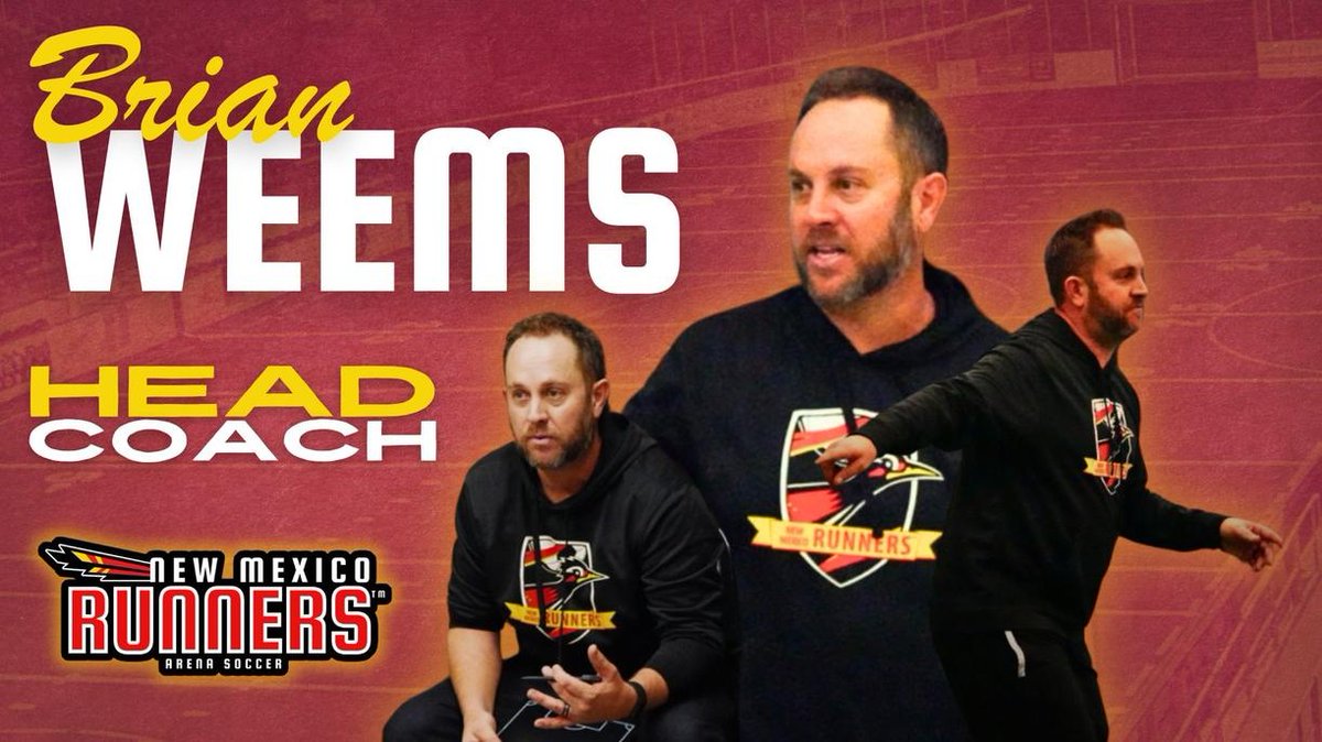 We've got our guy! ⚽🙌 Brian Weems named new Head Coach for the New Mexico Runners. We are excited to embark on this journey with Coach Weems leading the way! 💪 LFG 🚀

👀 Read all about it: newmexicorunners.com/news/brian-wee…

#runasone #brianweems #nmsoccer #nmrunners <a href="/masl2soccer/">MASL 2</a>