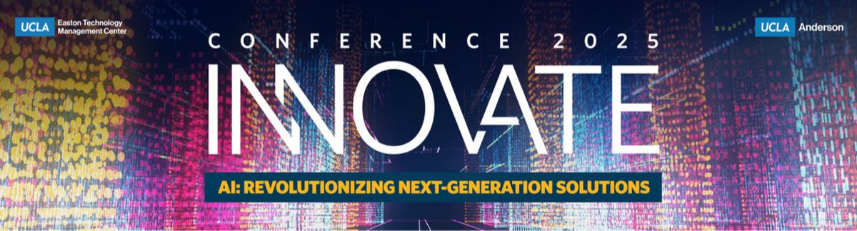 terrykramer's tweet photo. Hope you can join us next Friday 1/31/25 for our UCLA Easton Technology Mgmt Center Innovate Conference focused on AI in products and services . A great lineup of speakers from Amazon, Google, OpenAI and Google.  Register in person/remote at:

https://t.co/VDopBb1W3m https://t.co/bSMlfdyOpe