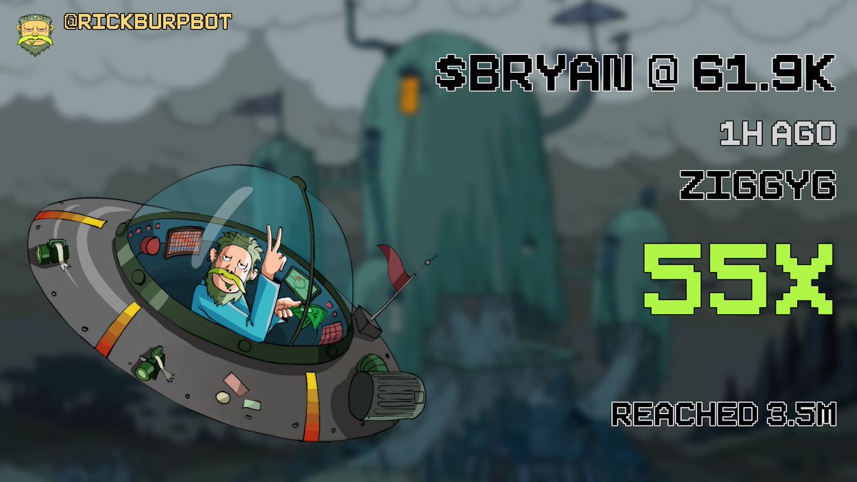 2nd light cook for the day - we missed some huge runners but we still caught the others. 

<a href="/ZtheGoats/">Z the Goat</a> our trench warrior sent $BRYAN in our TG at 61.5k with a thesis, 1 hour later it soars too 3.5M

61.5k > 3.5M for the the 55x 

This is the year we all become millionaires. 

💸